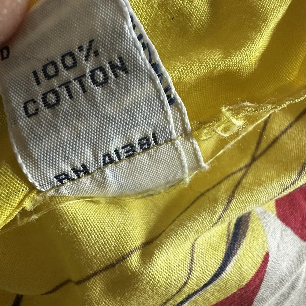 Vintage Polo Ralph Lauren Camp Shirt Large Yellow Sailing Sailboat Loop Collar